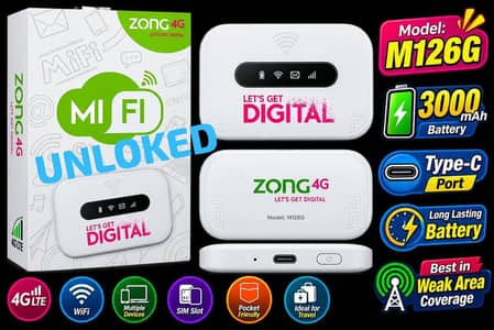 Zong Bolt+ / Jazz / Telenore/ Ufone / PTCL WiFi Device 1 Year Warrty