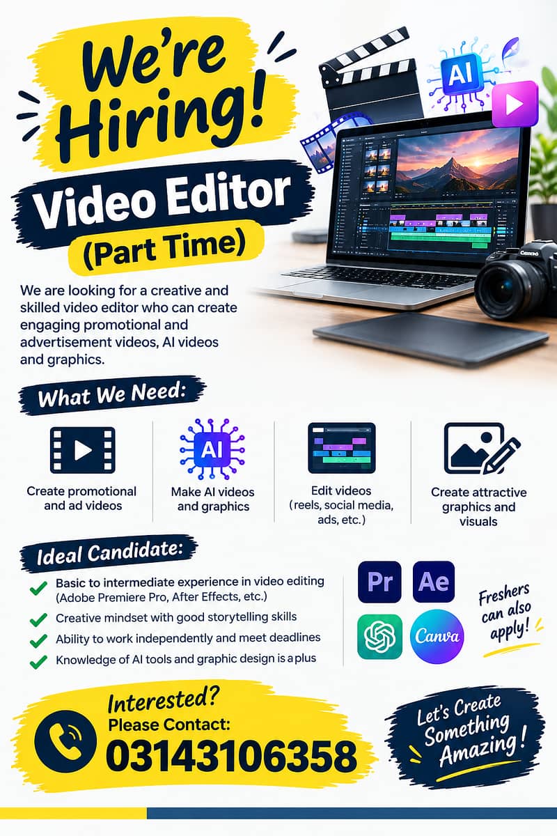 Video Editor Needed part time 0