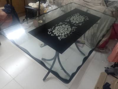 6 seater dinning table without chairs and with 12mm top glass