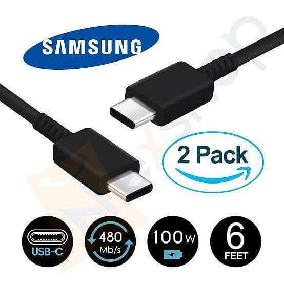 100% Original Samsung Galaxy Cable Dual Type C To Type C Super Fast Charging 35W / 25W / 15W 3A For Galaxy S22 5g S21 Ultra S20 Note 20 10 A71 A32