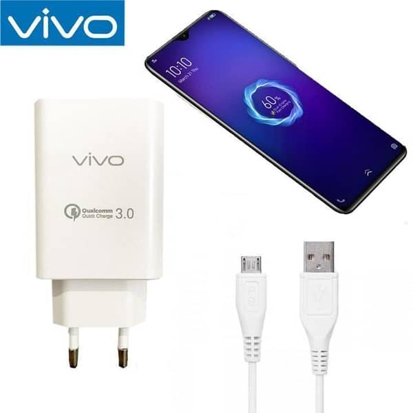 Vivo Original Charger with Micro USB And Type C Cable for Fast Charging of Vivo Mobile Phones