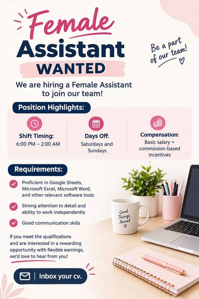 Female Assistant Required