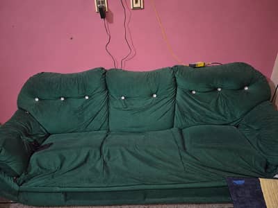 Velvet Bottle Green Sofa Set (5 Seater)