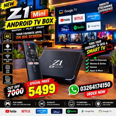 Z1 MINI ANDROID TV BOX WITH VOICE REMOTE 8GB/128GB FREE CHANNELS 5000+