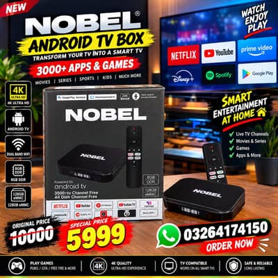 NOBEL ANDROID TV BOX WITH VOICE REMOTE 8GB/128GB 0326/4174/150
