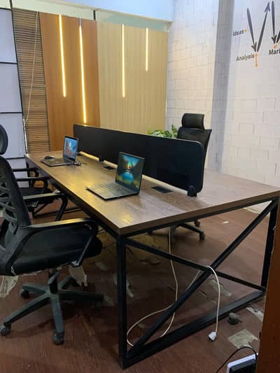 Office Workstation Table – 8 Feet | Metal Frame