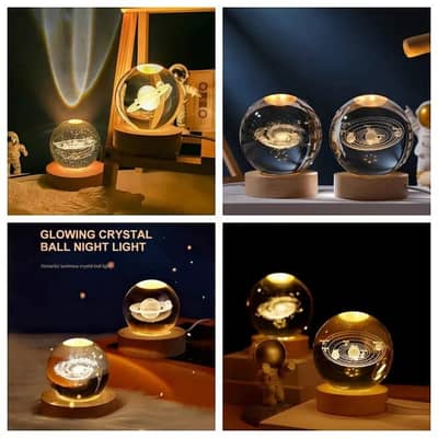 *3D Galaxy Crystal Ball Night Light With Wooden Base*     *Rs. 350/-*