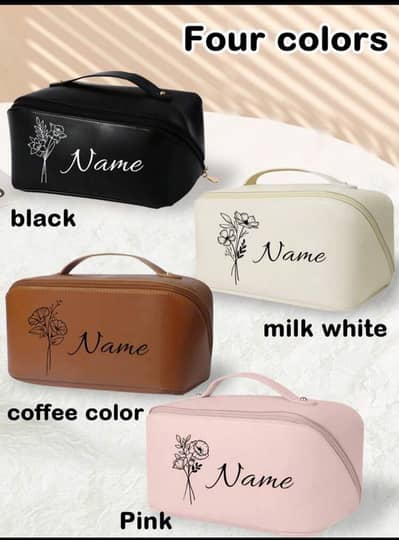 Spacious makeup bag with your choice of name!