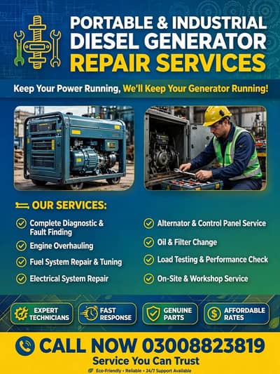 Generator Repair & Installation,Services,AVR, rent, ATS, loading/