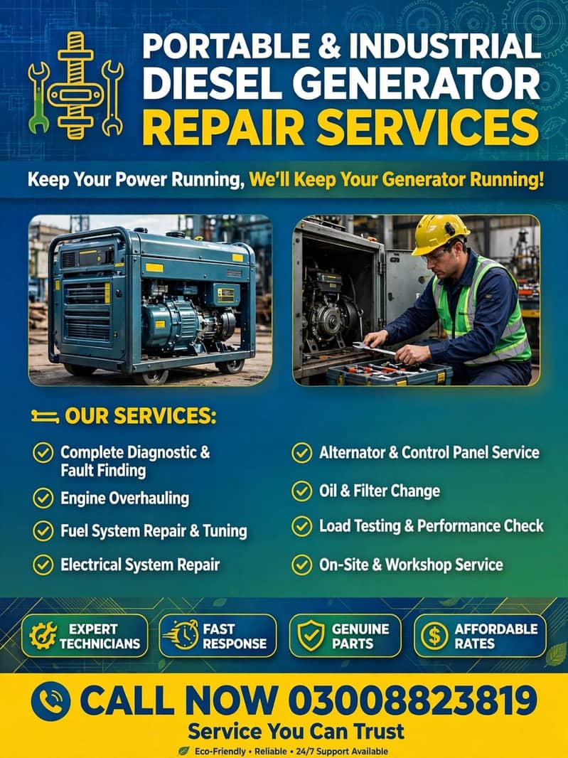 Generator Repair & Installation,Services,AVR, rent, ATS, loading ...