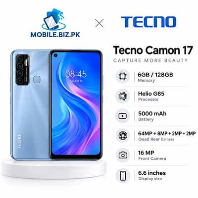 Tecno Camon 17 Gaming Phone 50 Mp camera 6Gb 128gb Etc