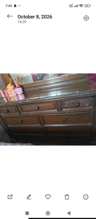 King Size Bed with Mattress and Dressing Table for Sale