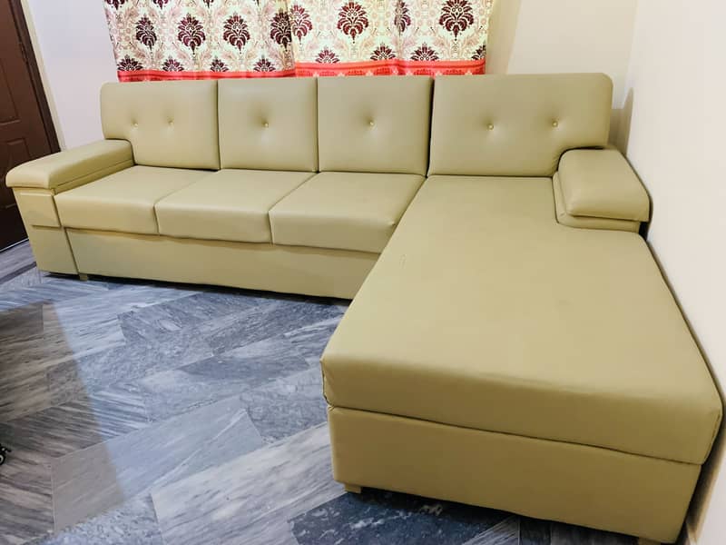 L Shape Rexine Sofa Set with Table 0