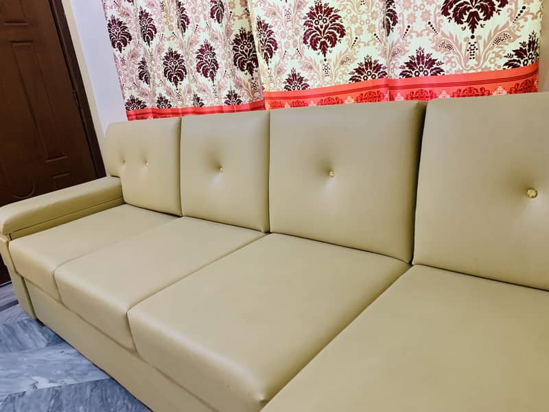 L Shape Rexine Sofa Set with Table 2