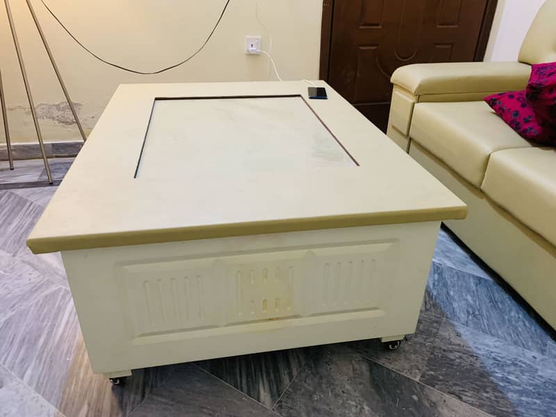 L Shape Rexine Sofa Set with Table 3