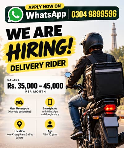 Need Frozen Food Delivery Rider Near Chungi Amar Sadhu Lahore