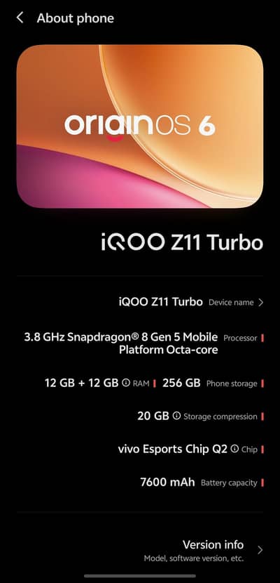 Vivo iQOO z11 turbo 10/10- Ram 12/256  100% battery health