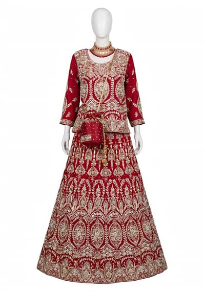 Red heavy bridal lehenga