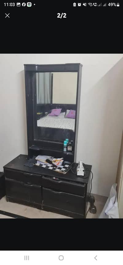 Double bed with mattress and dressing at caring price