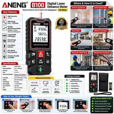 Laser Distance Meter 100M | Digital Laser Measuring Tape Price