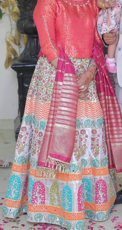 beautiful lehnga with jamawar kurti and dupatta