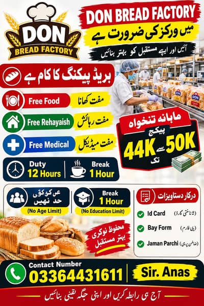 Bread Factory job| Factory jobs | Breadd Factory Job | Jobs in Lahore
