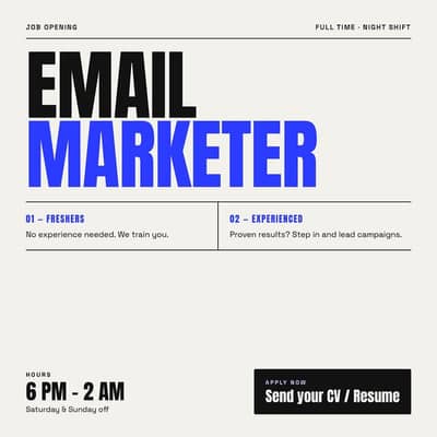 Email Marketer Experienced || Fresher