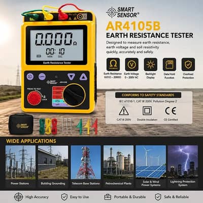 Smart Sensor Earth Resistance Tester | Ground Resistance Meter