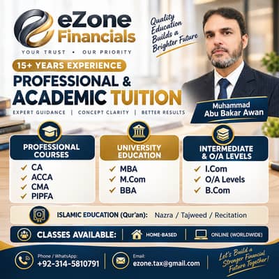 Professional Tuition for CA, ACCA, CMA, MBA, BBA & O/A Levels