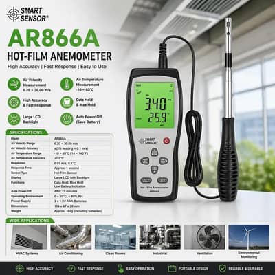 Smart Sensor Hot Wire Anemometer | Air Flow Meter | Anemometer