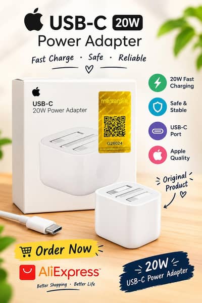 Original Apple 20W USB-C Adapter | 1 Year International Warranty
