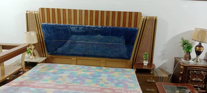 Premium King Size Bed Set with 2 Side Tables & Dressing Table