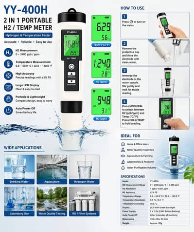 Hydrogen Water Quality Tester | Dissolved Hydrogen | H2 Meter