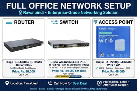 Cisco,mikrotik, ruijie, switch and router