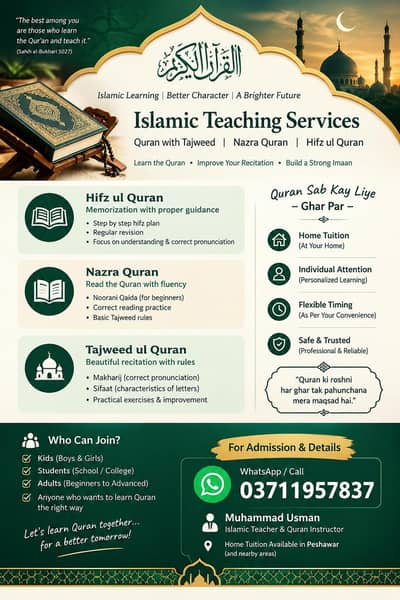 Quran Teacher for Hifz, Nazra and Tajweed | Home Tuition