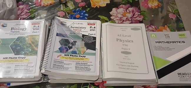 A levels Books, Physics, Chemistry, Biology, Mathematics + Topicals