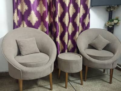 Stylish 2 Seater Sofa Chairs with Center Table – Like New