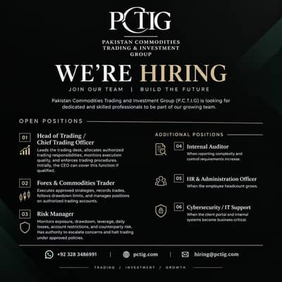 PCTIG Is Hiring – Investment & Trading Company | Multiple Positions