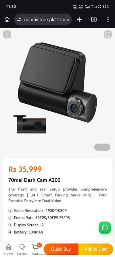70mai (xiaome) dash cam A200