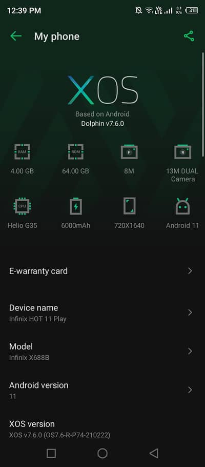 infinix hot 11 play 4/64