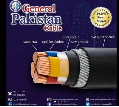 16 MM 4 CORE COPPER CABLES 7/64 WIRE GENERAL PAKISTAN CABLES