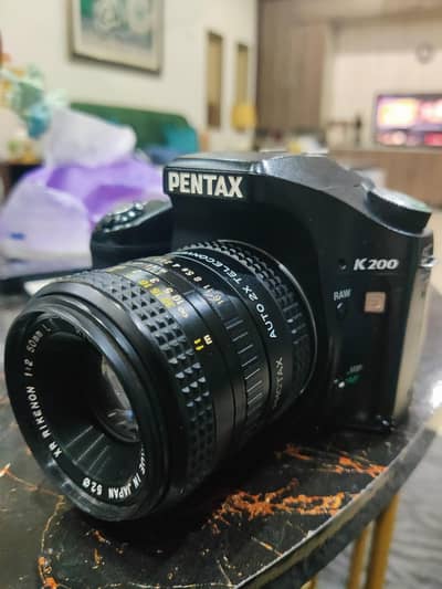 pentax k200 dslr camera with 50mm manual lens
