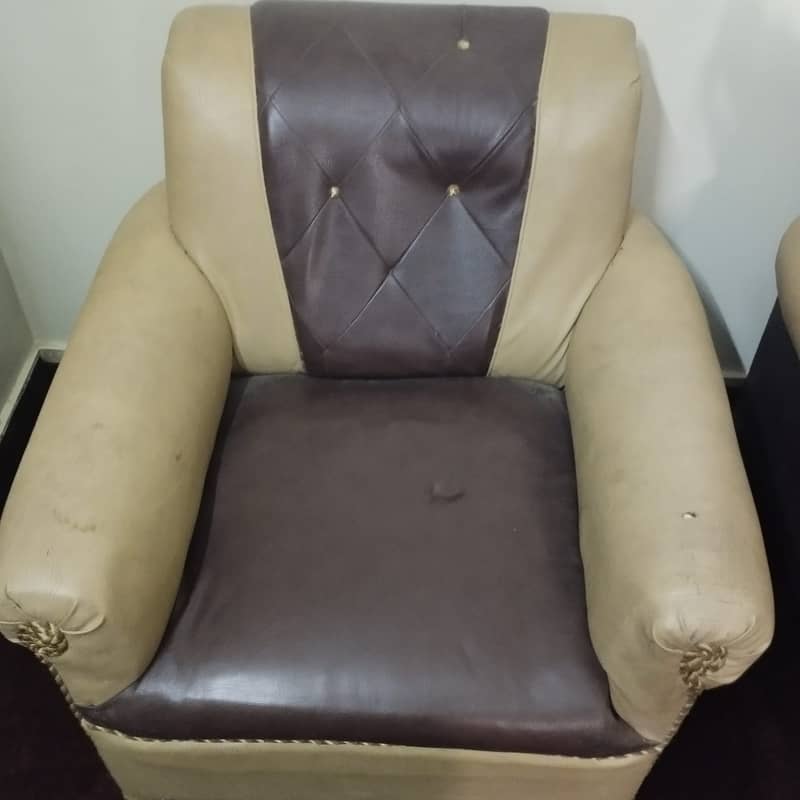 Used Sofa Set – 3 Seater + 2 Single Sofas | Good Condition 1