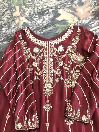 maroon dress three piece