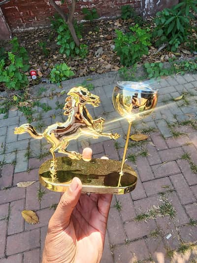 golden rearing horse decorative showpiece/candle stand