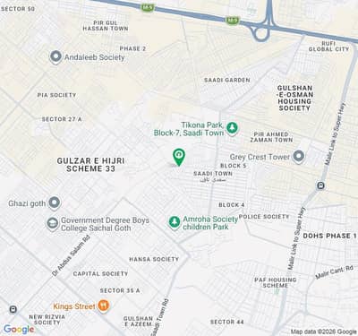 120 Sq Yard WEST OPEN Leased + Map Forward Plot For Sale in SAADI GARDEN BLOCK 1 (near Masjid e Ayesha)
