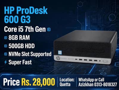 HP ProDesk 600 G3 - Core i5 7th Gen - 8GB / 500GB - NVMe Supported
