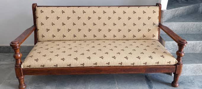 Solid Wooden Double Bed + Sofa Set for Sale – Rs. 15,000