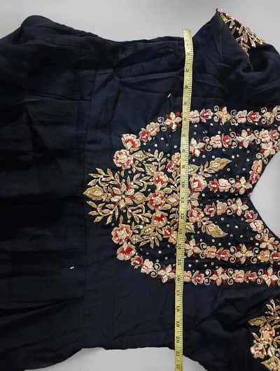 black embroidered long frok