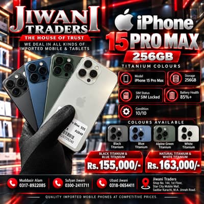 iPhone 15 Pro Max 256 GB JV SIM Locked Apple iPhone 15 Pro Max Non PTA